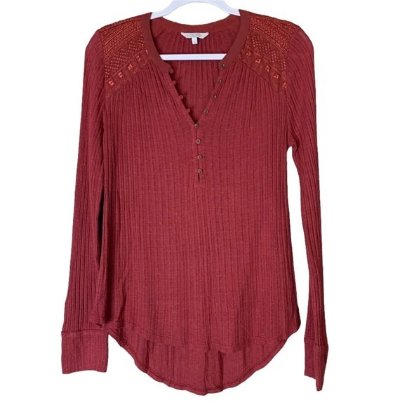 Lucky Brand Tops - Lucky Brand rust orange blouse top long sleeve Size Small